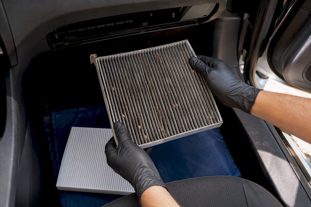 Cabin air filter inspected inside vehicle