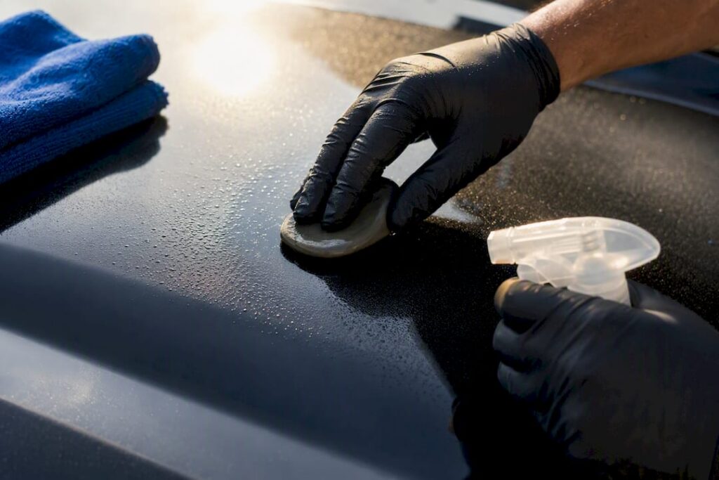 Clay bar removing overspray from painted panel