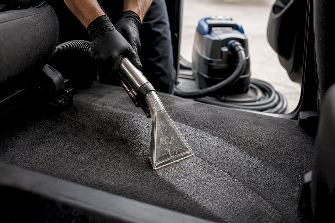 Hot-water extraction on vehicle carpet