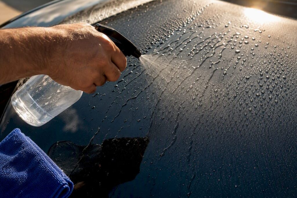 Water beading test on coated vehicle panel