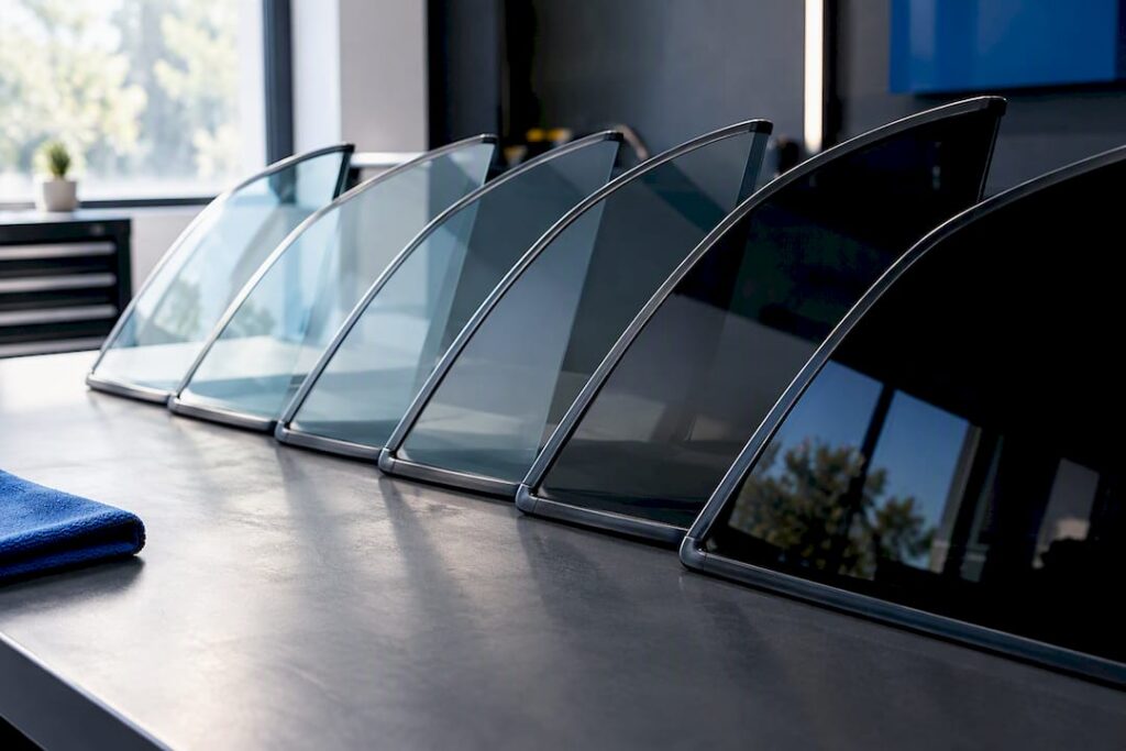 Graduated automotive window tint darkness