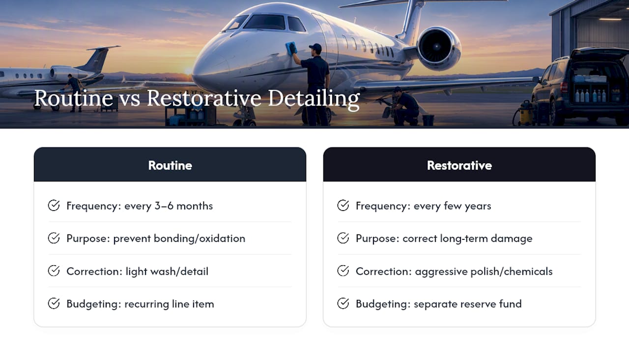 Routine versus restorative aircraft detailing comparison