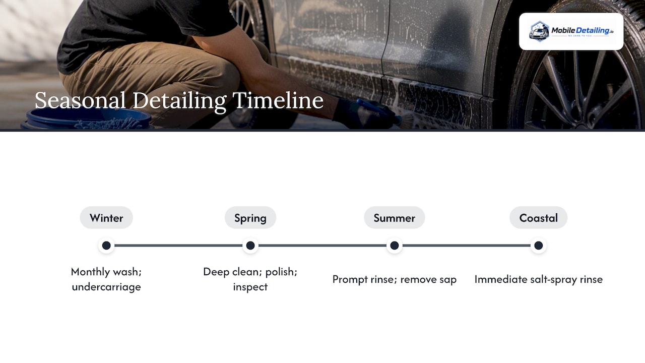 Seasonal vehicle detailing tasks across the year